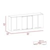 Tuhome Superior 150 Wall Cabinet With Glass, Four Interior Shelves, Two Double Door, White GLB5608
